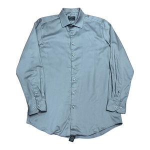 Bellissimo Shirt Mens Medium Gray Slim Fit 15.5 32/33 Button Up Dress Formal